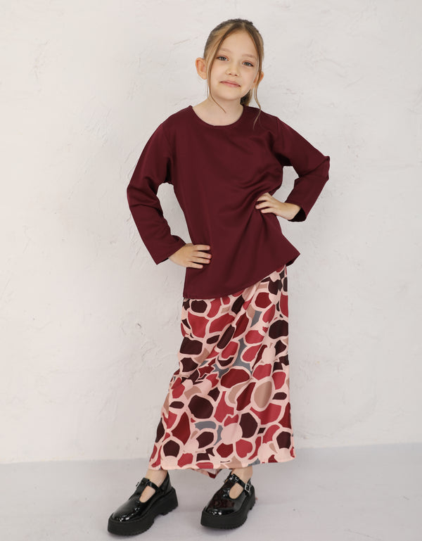 KIDS BAJU KURUNG KEDAH SAMARA (RED WINE)